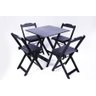 Conjunto Mesa de Madeira Dobrável com 4 Cadeiras - Tabaco - 1