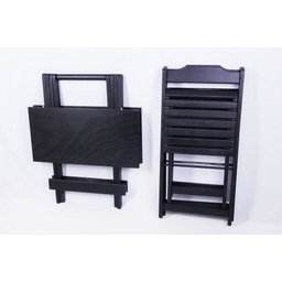 Conjunto Mesa de Madeira Dobrável com 4 Cadeiras - Tabaco - 3