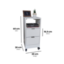 Ver imagem 2 de Mesa de Cabeceira Branca 30cm 2 Gavetas Mdf Quarto Gaveteiro Puxador Cinza-com Rodinhas (montado)