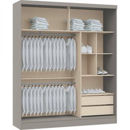 Guarda Roupa 2 Portas de Correr 2 Gavetas com Espelho Classic  - 3