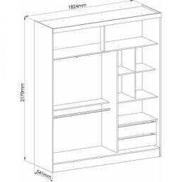 Guarda Roupa 2 Portas de Correr 2 Gavetas com Espelho Classic  - 4
