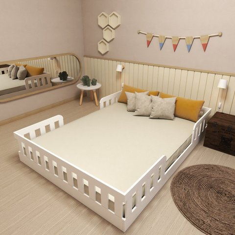 Cama Infantil Montessoriana Casal Tuli Branco