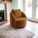 Ver imagem 2 de Poltrona Decorativa Orgânica Giratória Boucle Terracota Cali Estofama