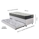 Ver imagem 2 de Bicama Box Baú Viúva 120x203 Courino Linho Branco com Colchão Adapto Molas Ensacadas Ecoflex