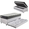 Bicama Box Baú Viúva 120x203 Courino Linho Branco com Colchão Adapto Molas Ensacadas Ecoflex - 1