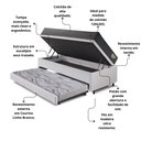 Ver imagem 5 de Bicama Box Baú Viúva 120x203 Courino Linho Branco com Colchão Adapto Molas Ensacadas Ecoflex
