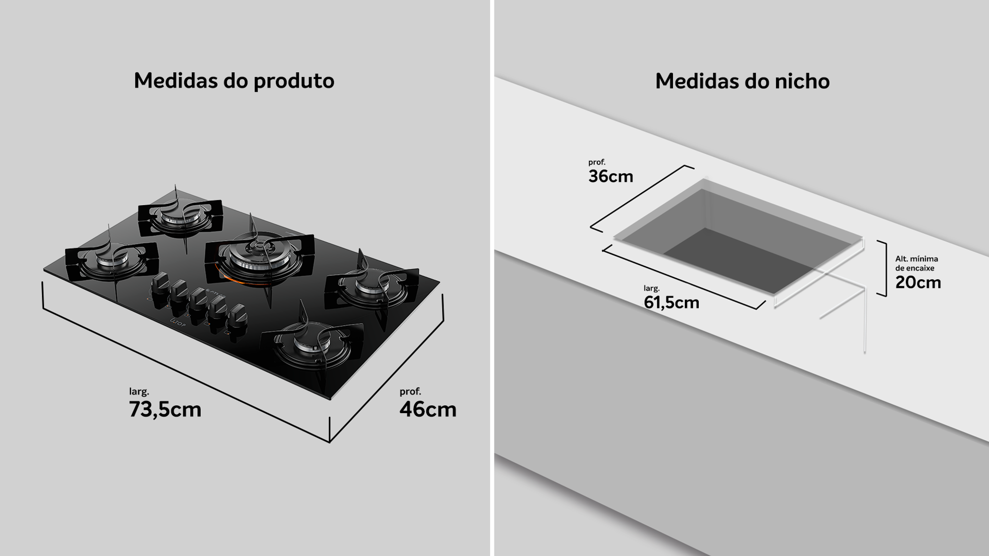 Cooktop 5 Bocas Preto Tripla Chama Atlas Utop Bivolt - 6