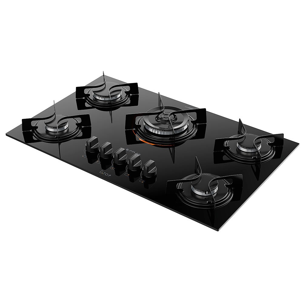 Cooktop 5 Bocas Preto Tripla Chama Atlas Utop Bivolt