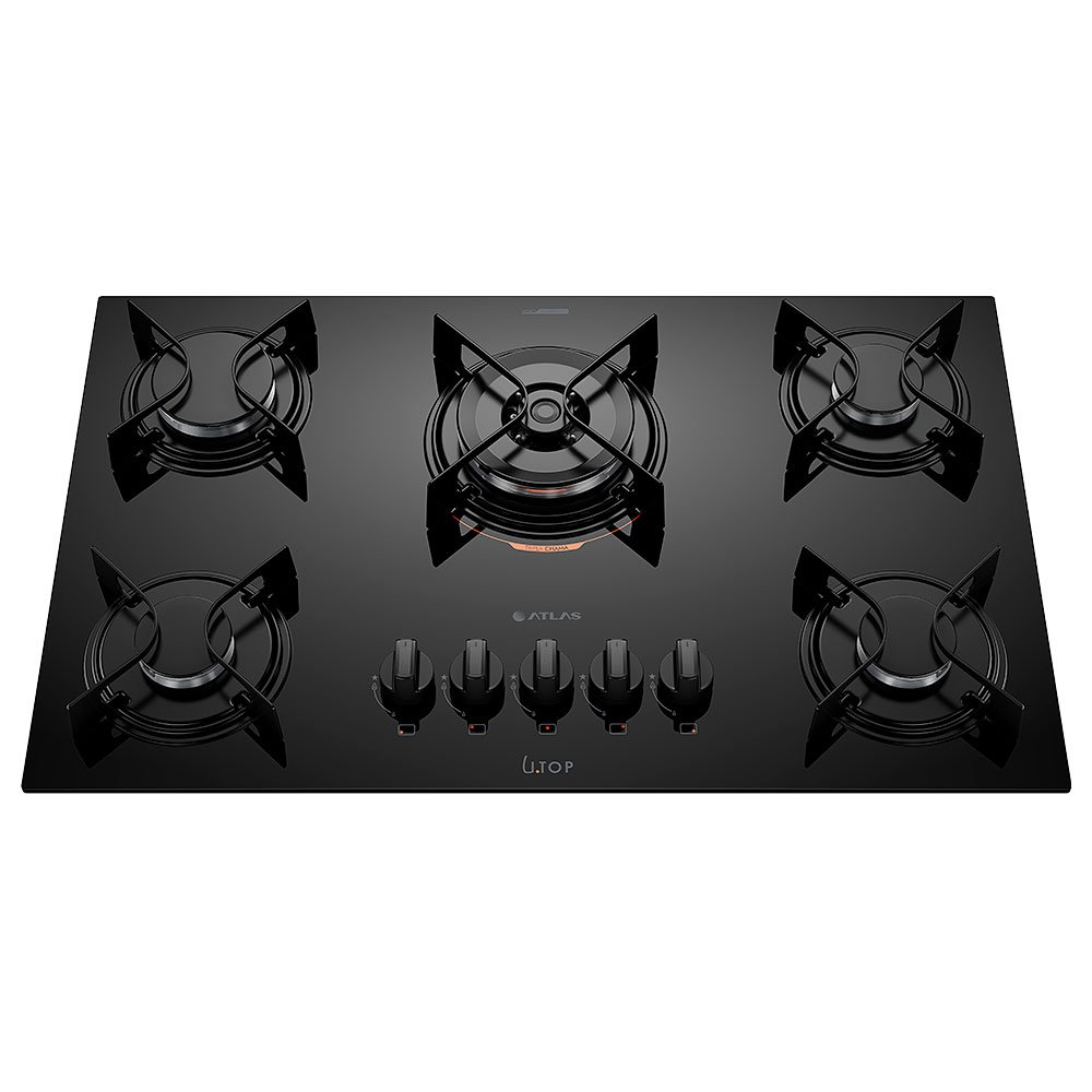 Cooktop 5 Bocas Preto Tripla Chama Atlas Utop Bivolt - 2