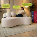 Ver imagem 6 de Conjunto de Sofá 3 e 2 Lugares Veda Xpand Tech Tecido Bouclê Bege Claro Cama Inbox