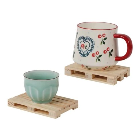 Kit 4 Porta Copos e Xícaras Mini Pallet de Madeira Decorativo