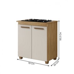 Balcão para Cooktop 5 Bocas Fox Arte Móveis Cinamomo/off White - 3
