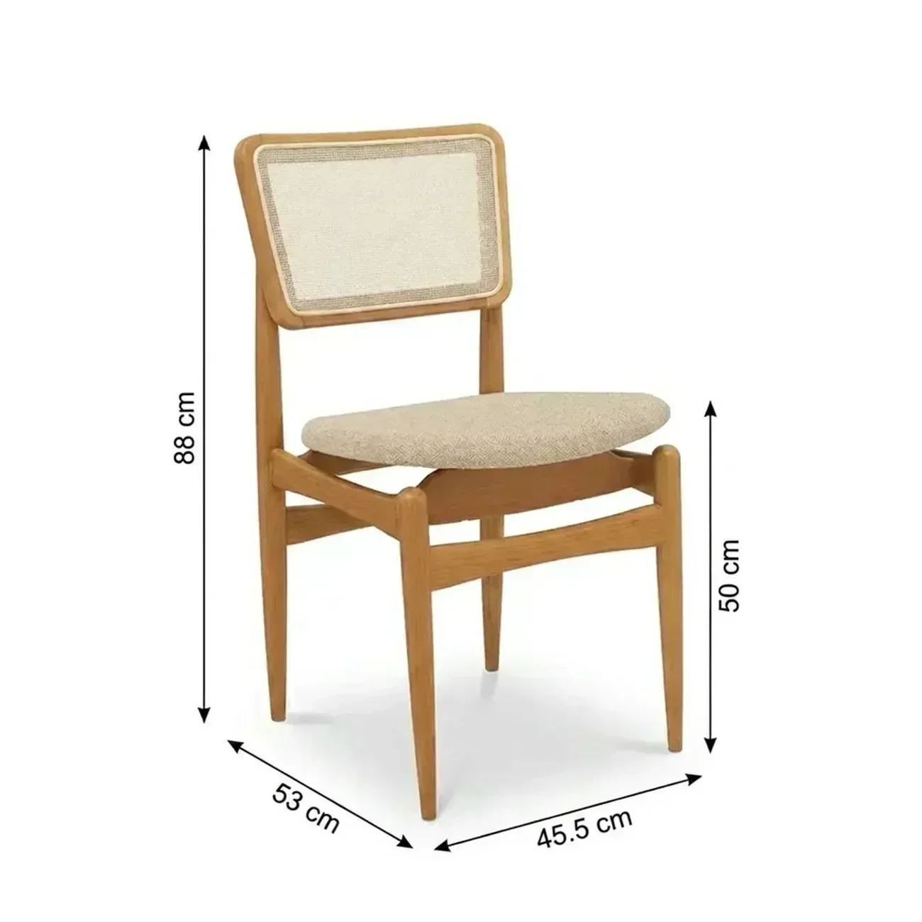 Ver imagem 3 de Cadeira para Sala de Jantar em Madeira Maciça Stela com Telinha Stela em Linho Areia/Bege