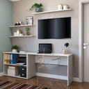 Ver imagem 7 de Escrivaninha Mesa Escritório 190cm com Nichos e 3 Prateleiras