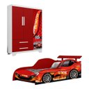 Ver imagem 1 de Jogo Quarto Meninos Carro Cama Colchão D20 e Guarda Roupas:vermelho