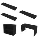 Ver imagem 2 de Escrivaninha Mesa Escritório com Nichos e 3 Prateleiras 190cm Preto