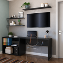 Ver imagem 4 de Escrivaninha Mesa Escritório 190cm com Nichos e 3 Prateleiras