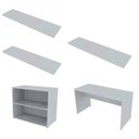 Ver imagem 2 de Escrivaninha Mesa Escritório com Nichos e 3 Prateleiras 190cm Cinza Cristal