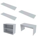 Ver imagem 2 de Escrivaninha Mesa Escritório com Nichos e 3 Prateleiras 190cm Cinza Cristal