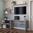 Ver imagem 5 de Escrivaninha Mesa Escritório 190cm com Nichos e 3 Prateleiras