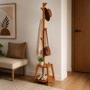 Ver imagem 2 de Mesa de Apoio com Cabideiro Capri Madeira Maciça Amêndoa CCS
