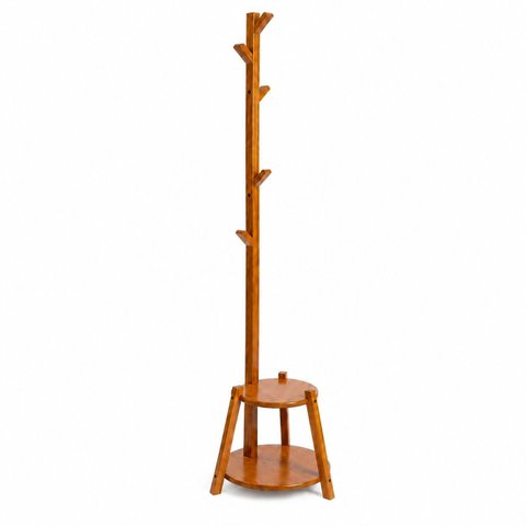 Mesa de Apoio com Cabideiro Capri Madeira Maciça Amêndoa CCS
