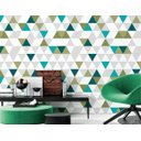Ver imagem 1 de Papel de Parede Triangulo Branco, Cinza, Verde e Azul Arte Destaque 3 Metros
