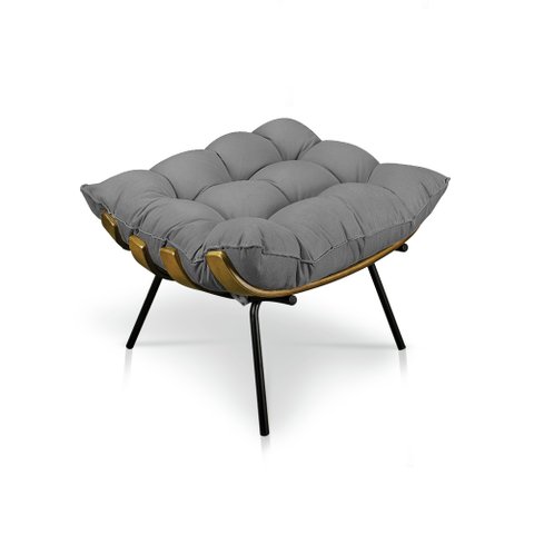 Puff Costela Suede Grafite Base Metálica - Pallazio