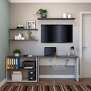 Ver imagem 1 de Escrivaninha Mesa Escritório 190cm com Nichos e 3 Prateleiras