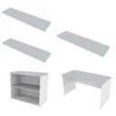 Ver imagem 2 de Escrivaninha Mesa Escritório com Nichos e 3 Prateleiras 190cm Branco e Cinza Cristal