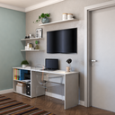 Ver imagem 7 de Escrivaninha Mesa Escritório 190cm com Nichos e 3 Prateleiras