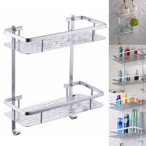 Suporte Aluminio Organizador Porta Shampoo Condicionador Sabonete Saboneteiro Prateleira Dupla Box B