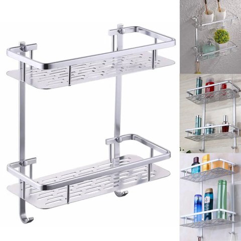Suporte Aluminio Organizador Porta Shampoo Condicionador Sabonete Saboneteiro Prateleira Dupla Box B