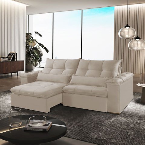 Sofá Retrátil e Reclinável Exclusive 210cm Braço 25cm Meu Sofá Online