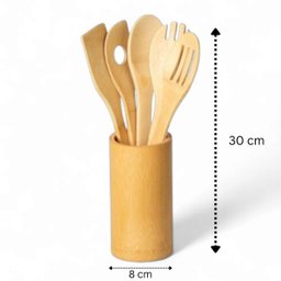 Kit de Utensílios de Bambu 6 Peças – Cozinha Sustentável - 2