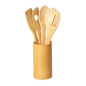 Kit de Utensílios de Bambu 6 Peças – Cozinha Sustentável