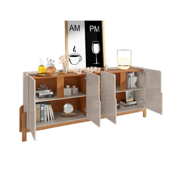 Aparador Buffet Armário Lizz 4 Portas Adega 1,90 Mdf/madeira Offwhite/cedro - 5