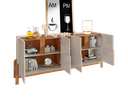 Ver imagem 5 de Aparador Buffet Armário Lizz 4 Portas Adega 1,90 Mdf/madeira Offwhite/cedro