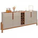 Ver imagem 2 de Aparador Buffet Armário Lizz 4 Portas Adega 1,90 Mdf/madeira Offwhite/cedro