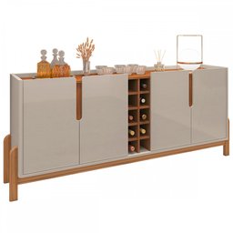 Aparador Buffet Armário Lizz 4 Portas Adega 1,90 Mdf/madeira Offwhite/cedro - 2