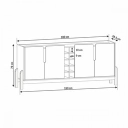 Aparador Buffet Armário Lizz 4 Portas Adega 1,90 Mdf/madeira Offwhite/cedro - 8