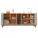 Ver imagem 3 de Aparador Buffet Armário Lizz 4 Portas Adega 1,90 Mdf/madeira Offwhite/cedro