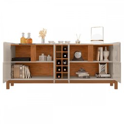 Aparador Buffet Armário Lizz 4 Portas Adega 1,90 Mdf/madeira Offwhite/cedro - 3