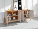 Ver imagem 4 de Aparador Buffet Armário Lizz 4 Portas Adega 1,90 Mdf/madeira Offwhite/cedro
