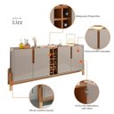 Ver imagem 7 de Aparador Buffet Armário Lizz 4 Portas Adega 1,90 Mdf/madeira Offwhite/cedro