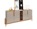 Ver imagem 6 de Aparador Buffet Armário Lizz 4 Portas Adega 1,90 Mdf/madeira Offwhite/cedro