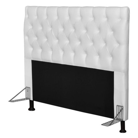 Cabeceira Casal Queen 160Cm Cristal Corino Branco Js Móveis