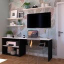 Ver imagem 1 de Escrivaninha Mesa Escritório 190cm com Nichos e 3 Prateleiras