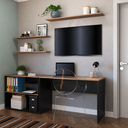 Ver imagem 4 de Escrivaninha Mesa Escritório com Nichos e 3 Prateleiras 190cm Preto e Cinza Cristal