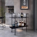 Ver imagem 1 de Carrinho Bar Industrial 90cm com 2 Prateleiras e Rodízios Cor:preto com Mel